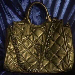 STEVE MADDEN Bfaire Quilted Tote Bag in Black Handbag